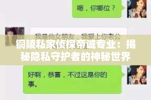 铜陵私家侦探帝诚专业：揭秘隐私守护者的神秘世界