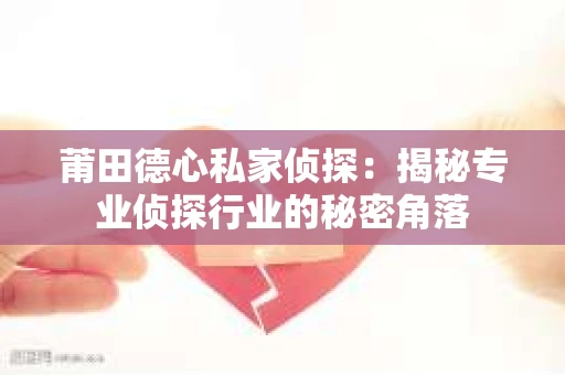 莆田德心私家侦探：揭秘专业侦探行业的秘密角落